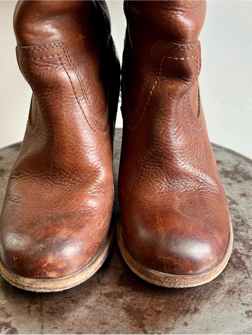 Frye / Leather Mid-Calf Zip Heel Boots / Size 7 - Picture 9 of 13